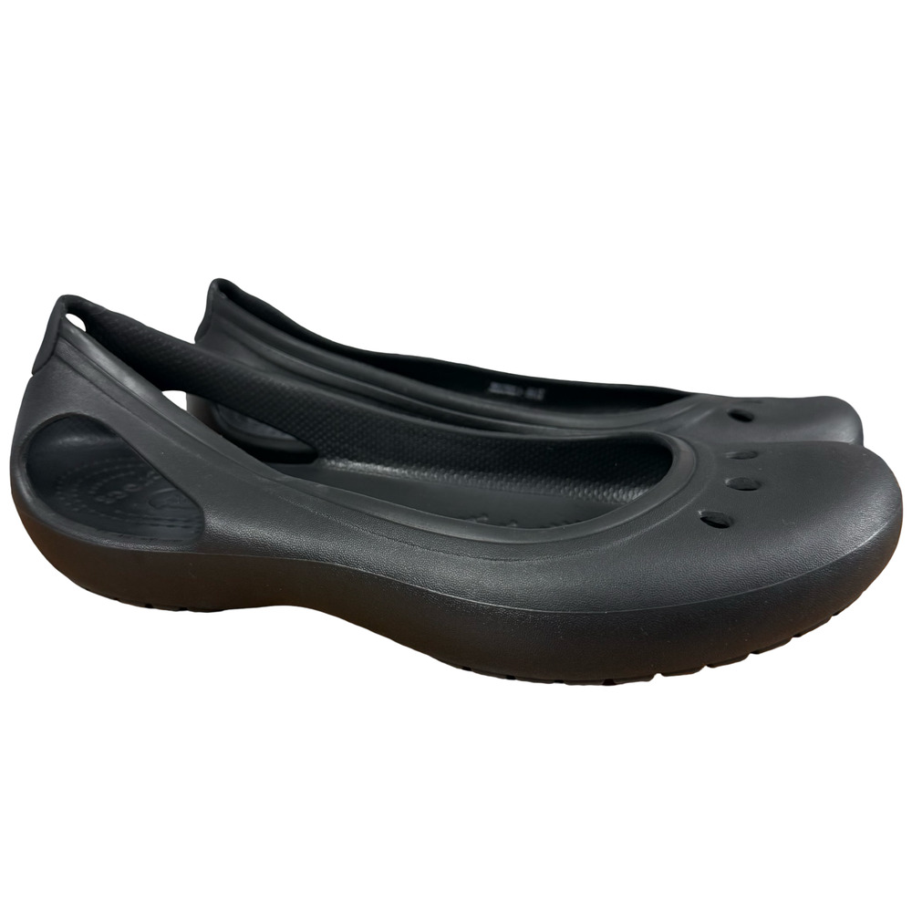 Crocs Kadee Ballet Flats Slip On Shoes Solid Black Loafers Comfort Womens sz 9